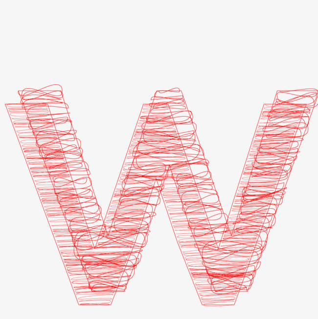 手绘线条英文字母w
