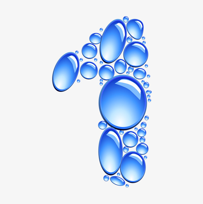 蓝色渐变霓虹灯简约数字1字体元素