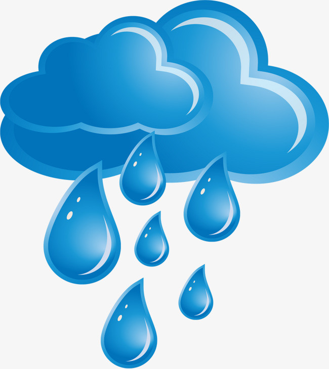 卡通蓝色雨点和云朵
