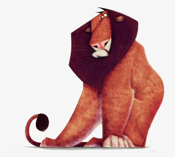 卡通动物红色狮子