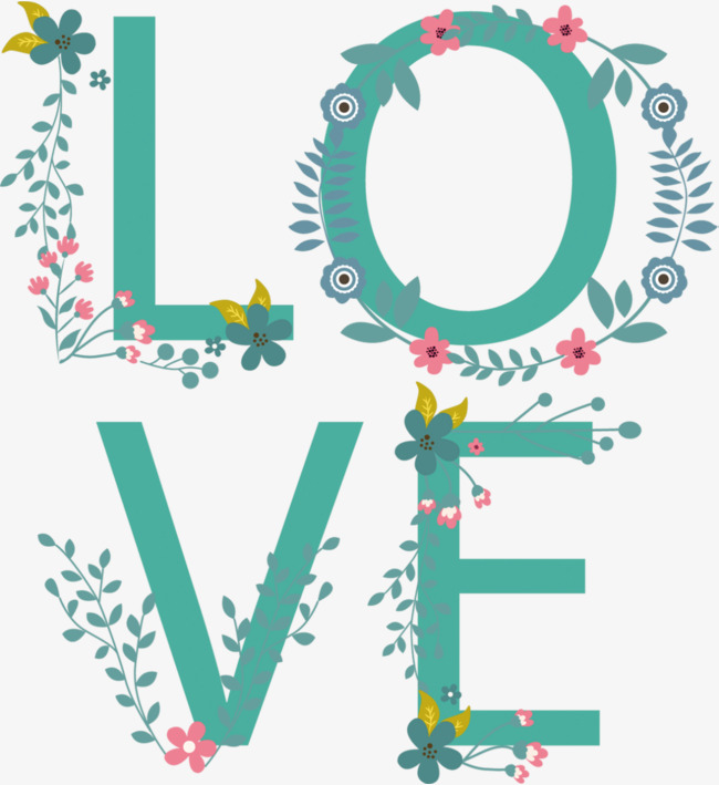 绿色花藤love艺术字