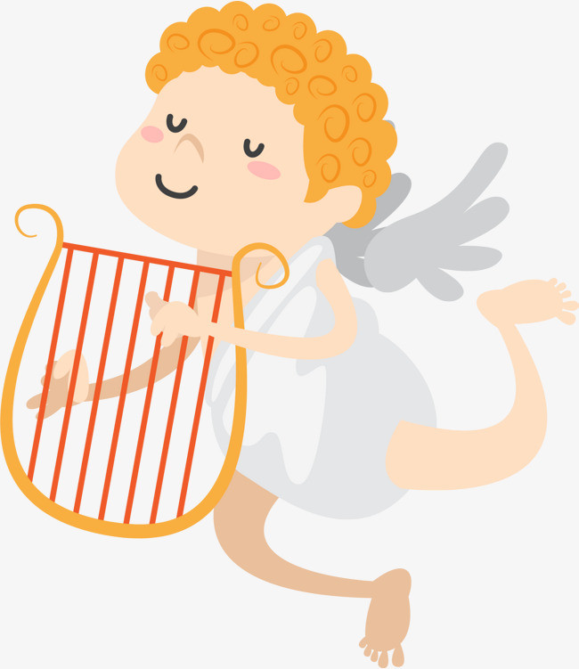 情人节弹竖琴的丘比特