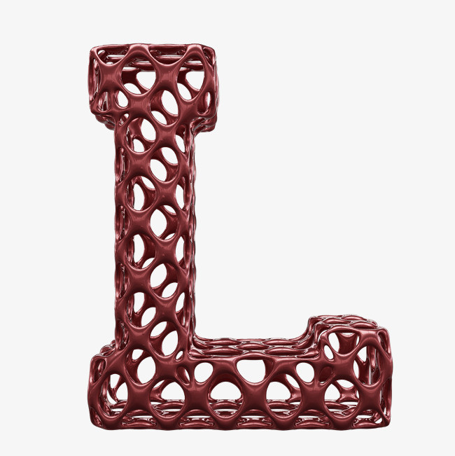 创意棕色镂空字母l