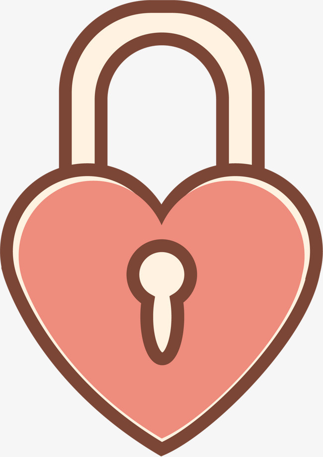 卡通手绘粉色爱心锁