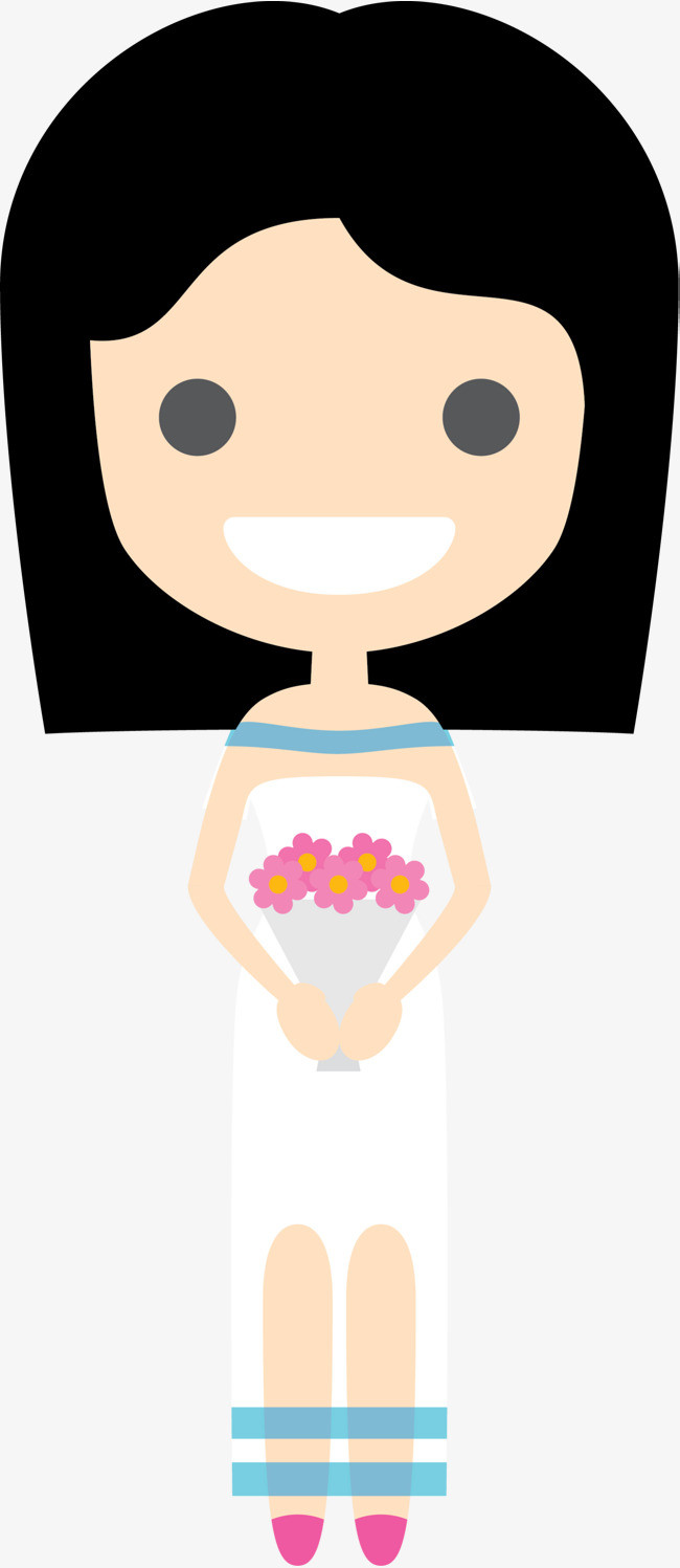 手绘矢量卡通可爱小清新婚礼季新郎新娘