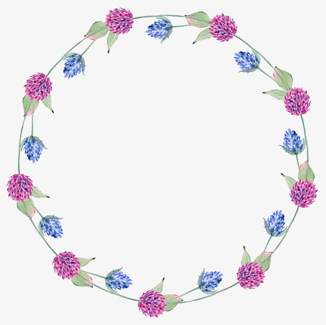 蓝色紫色花朵花环