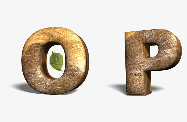 创意卡通装饰英文字母棕色字母op