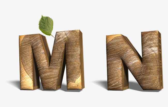 创意卡通装饰英文字母棕色字母mn