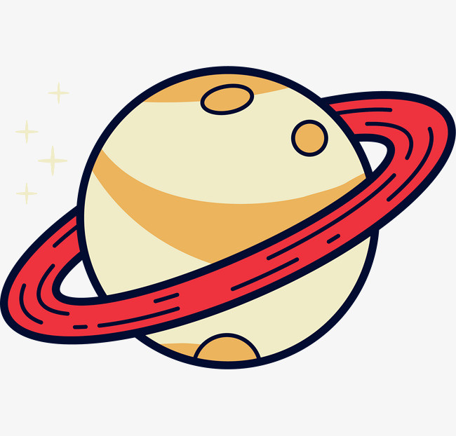卡通简约彩色星球卫星插画装饰设计