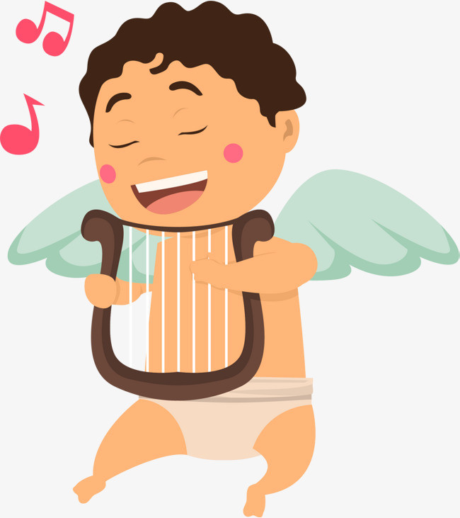 情人节弹竖琴的丘比特