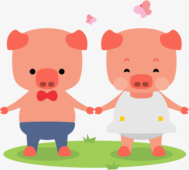 卡通小猪情侣装饰贴纸