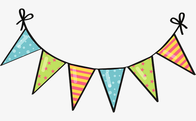 彩色可爱彩旗免抠图案【高清卡通手绘png素材】-90设计