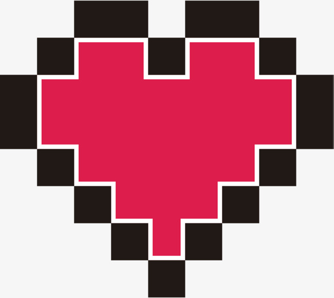 红色情人节像素爱心