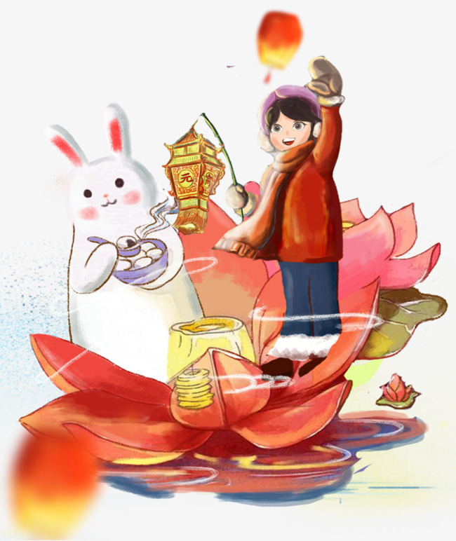 中秋节放河灯主题插画边框