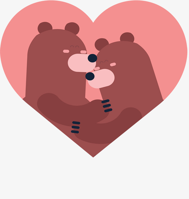 情侣粉红色唯美清新手绘风格情侣拥抱爱心免抠