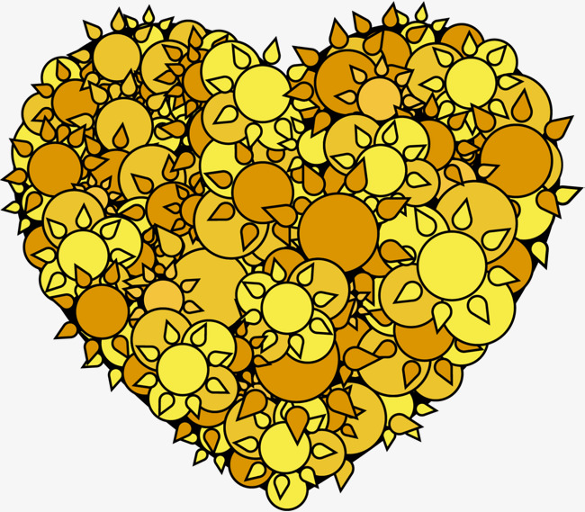 黄色组合太阳爱心