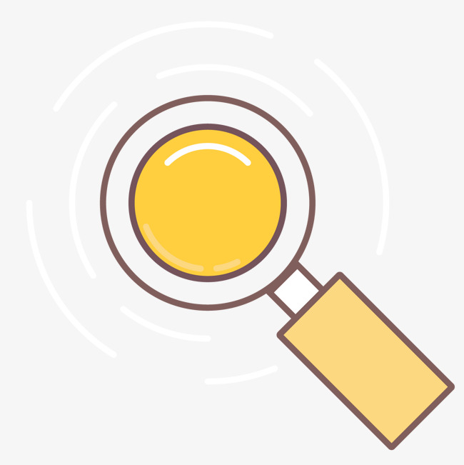 黄色手绘放大镜元素