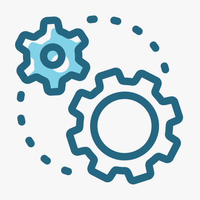 蓝色手绘齿轮元素