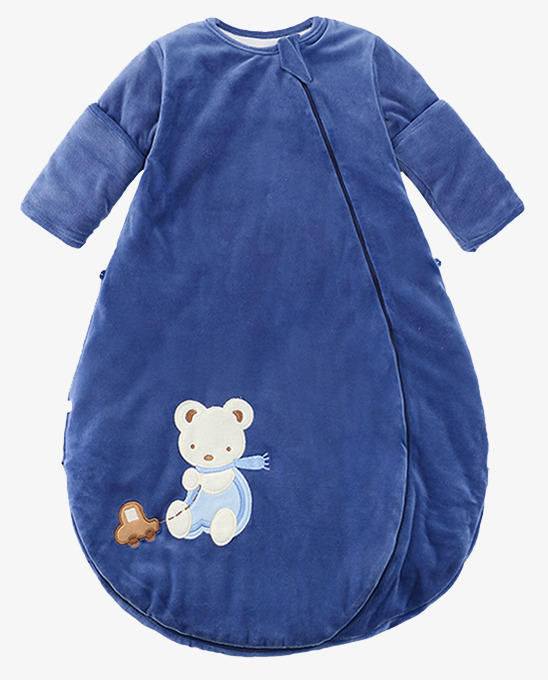 婴儿睡袋秋冬款蓝色夹棉加厚