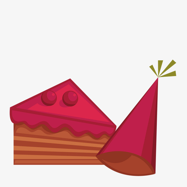 手绘卡通生日帽子蛋糕海报设计素材