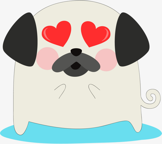 矢量图爱心型眼睛的狗狗