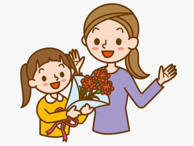 母亲节卡通甜蜜母女