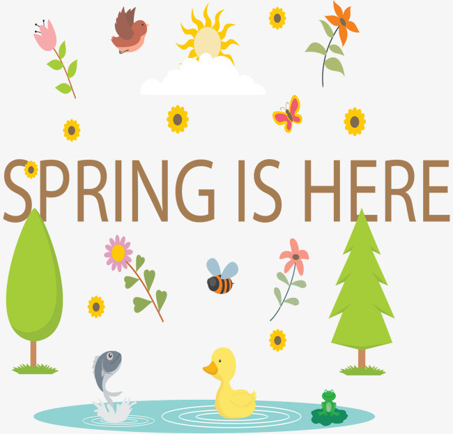 可爱春天元素插画矢量素材