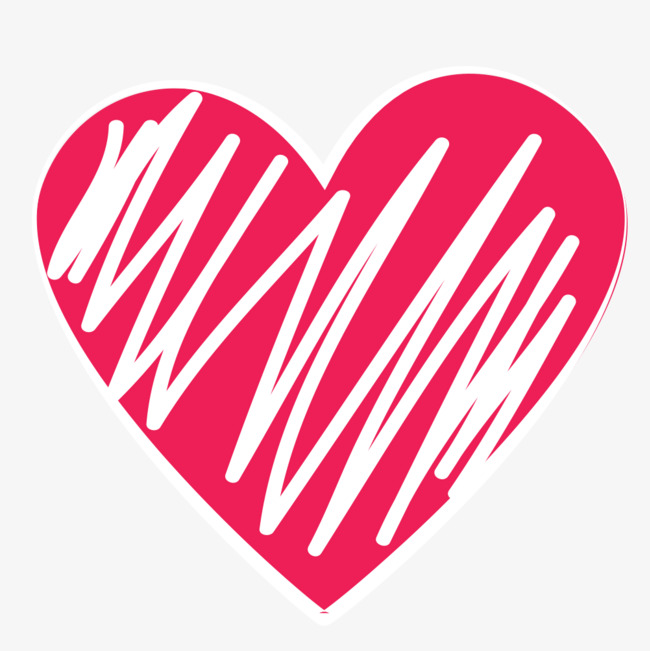 随意手绘线条粉色爱心