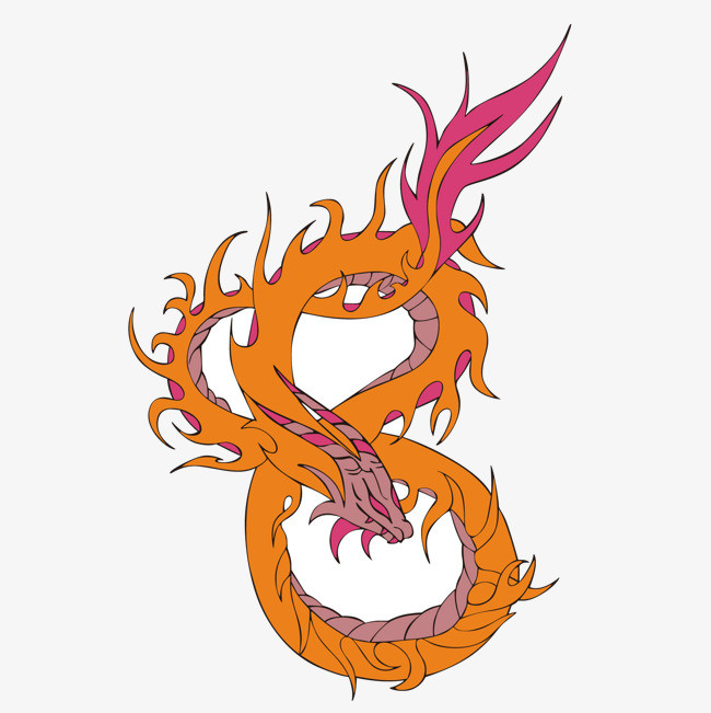 卡通橙色的龙设计