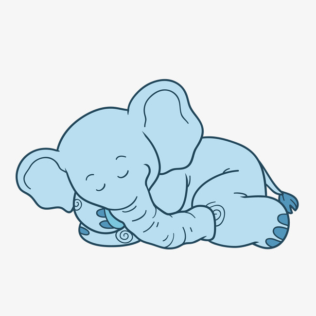 矢量手绘睡着大象