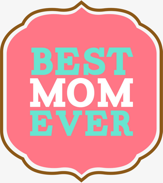 粉色母亲节mom标签