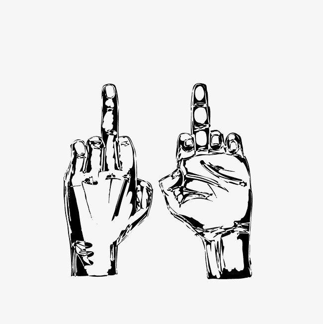 中指鄙视手势线稿图素材