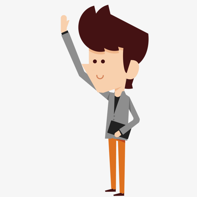 卡通挥手的商务人士