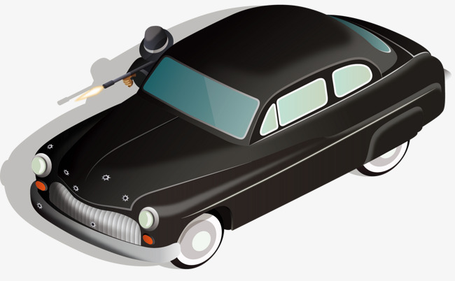 矢量手绘黑色小汽车