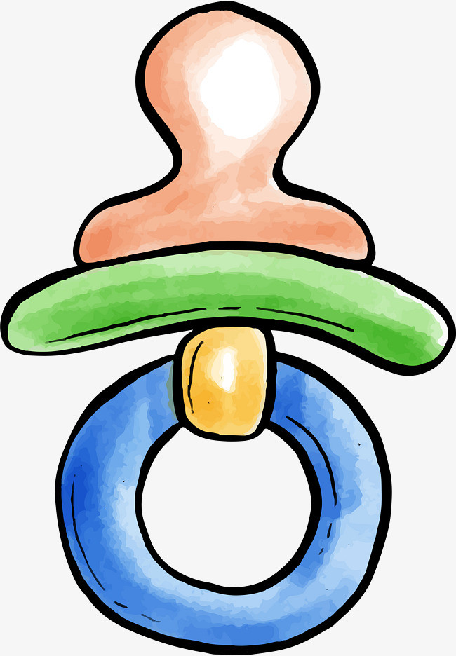 彩色水彩手绘奶嘴