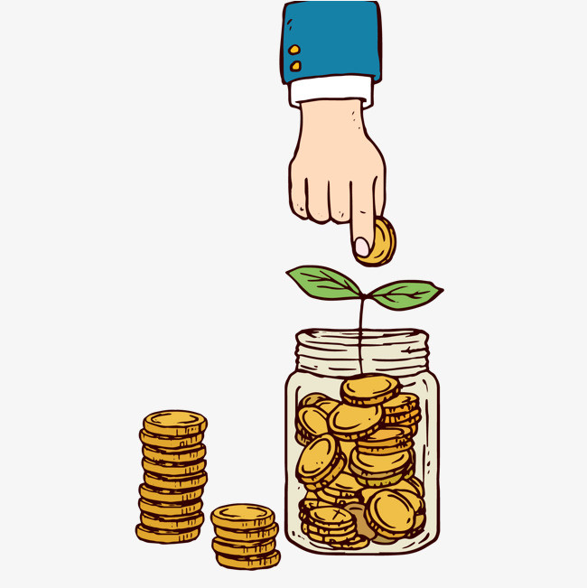 卡通手绘存钱矢量图