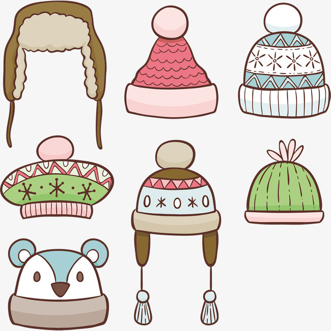 矢量手绘可爱针织帽