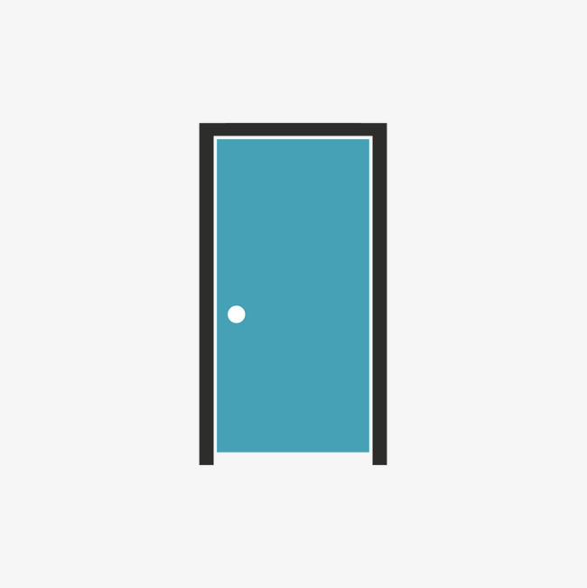 蓝色手绘线稿门元素