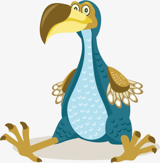 坐下的矢量卡通渡渡鸟