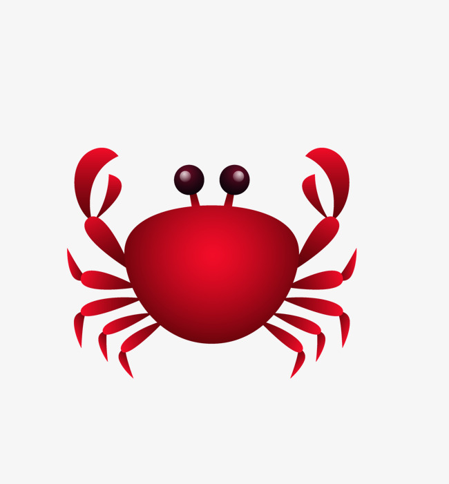 一只红色的螃蟹卡通图
