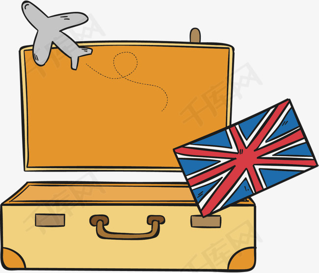 矢量图行李箱飞机景点