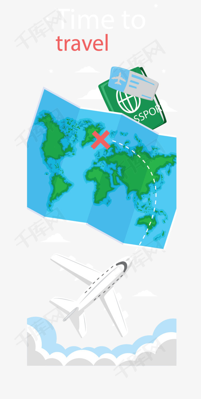 飞机旅游地图海报