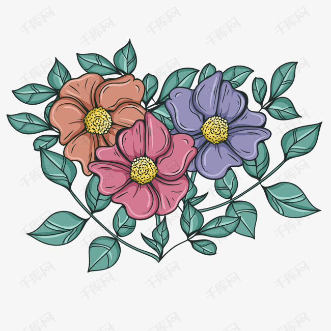 矢量手绘图装饰花朵