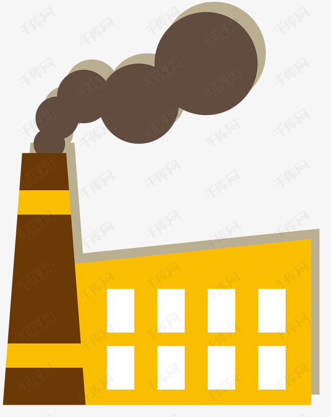 黄色矢量卡通污染工厂