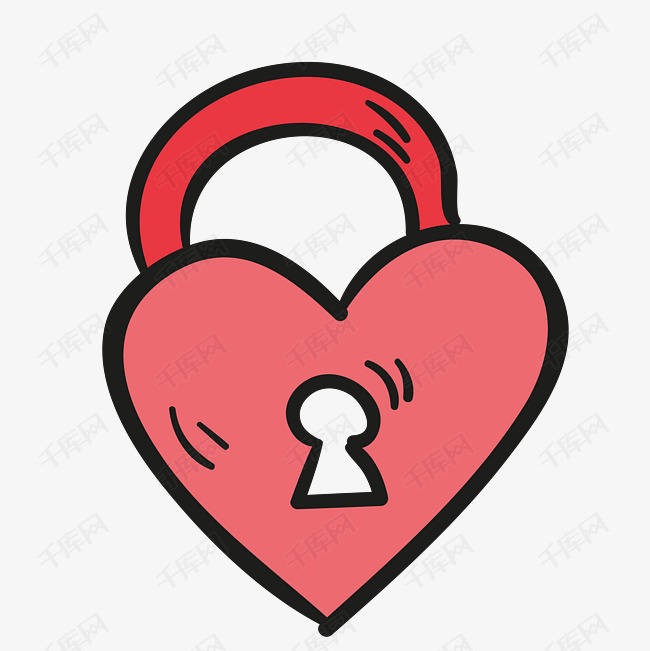 红色爱情锁爱心卡通图案