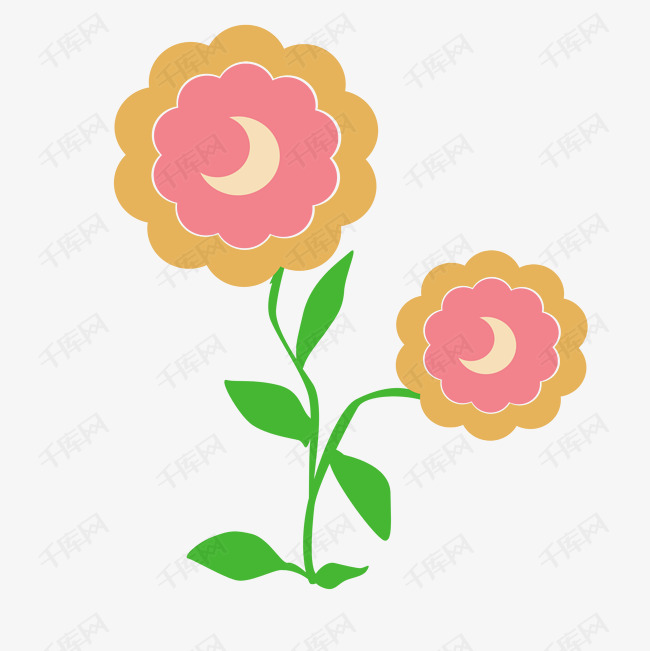粉色卡通花朵矢量图