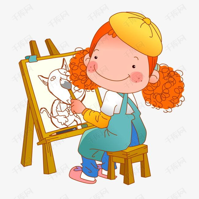 手绘画画女孩子背影