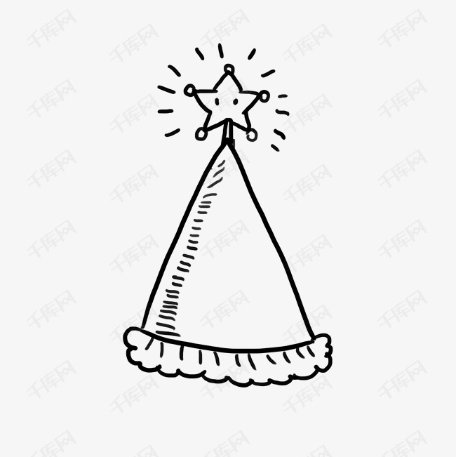 儿童节简笔速写手绘涂鸦生日帽子