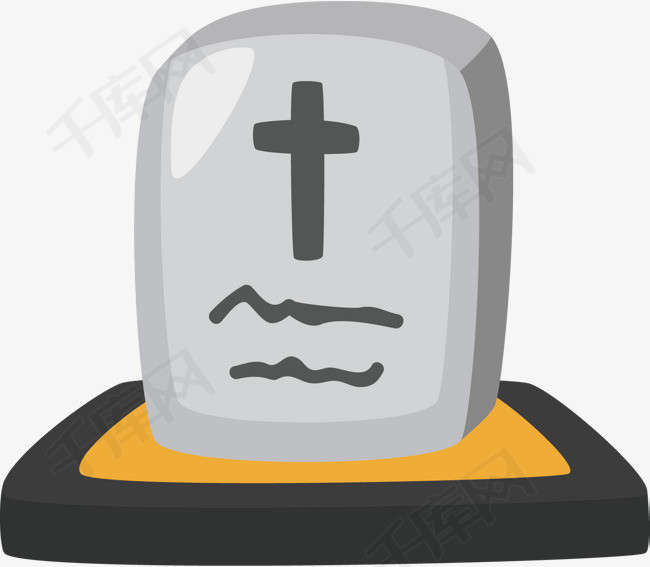 白色墓碑卡通插画