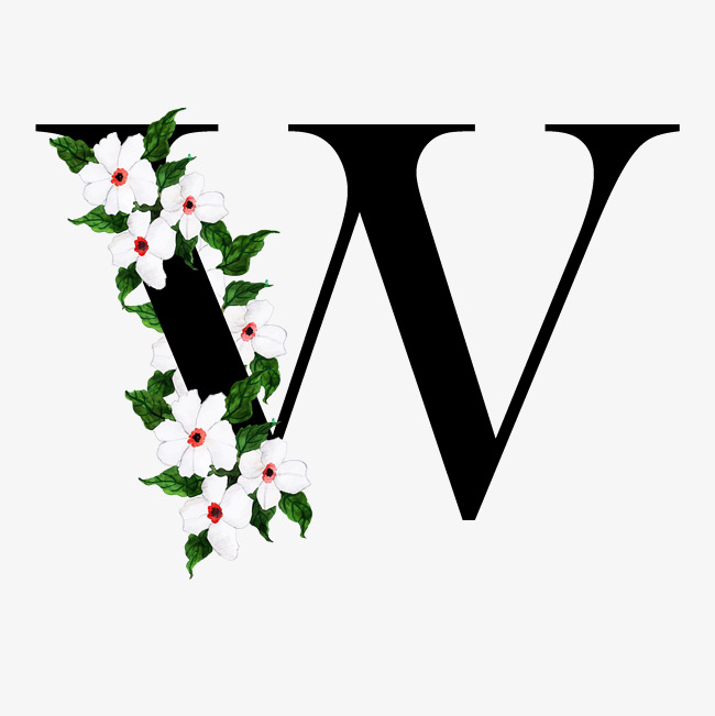 奢华大牌中国风花朵字母w装饰